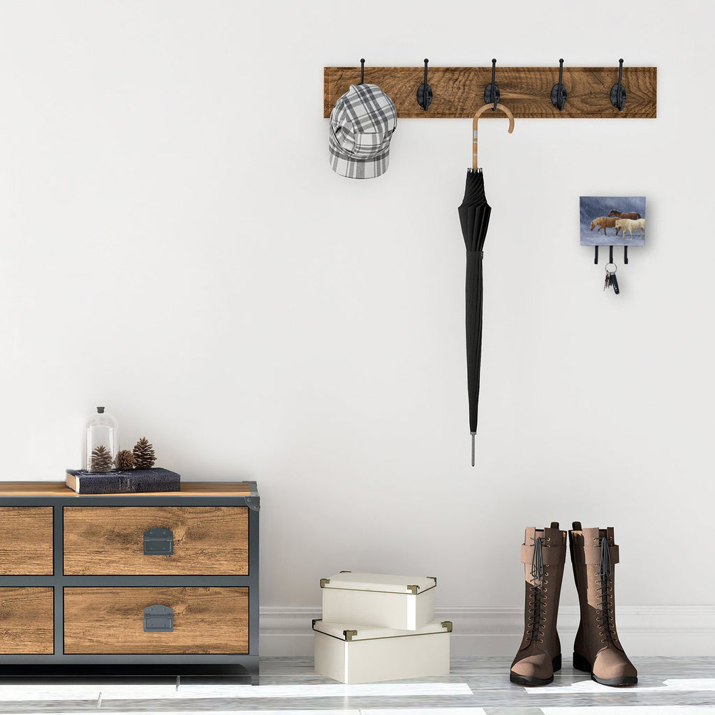 Seeking Shelter Horses Leash or Key Holder Wall Hooks, Coat Rack Wall Mount, for Hanging Keys, Towels, Aprons, Leashes