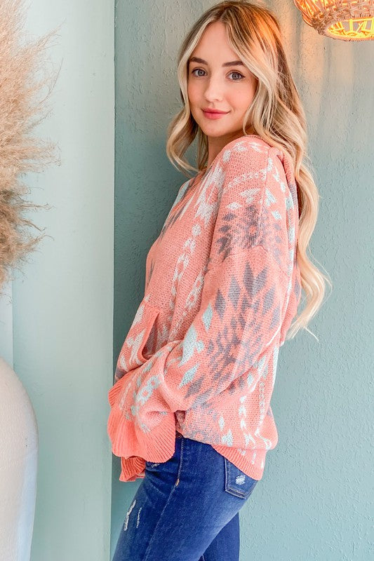 Pink Multi Thick Aztec Sweater
