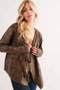 Olive Animal Print Heavy Suede Cardigan