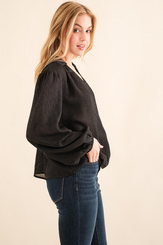 Black Light Weight Crepe Blouse