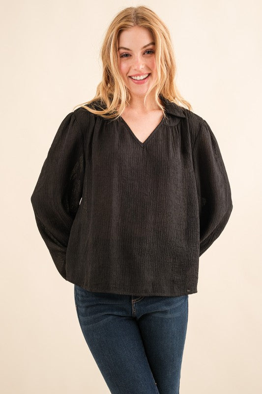 Black Light Weight Crepe Blouse