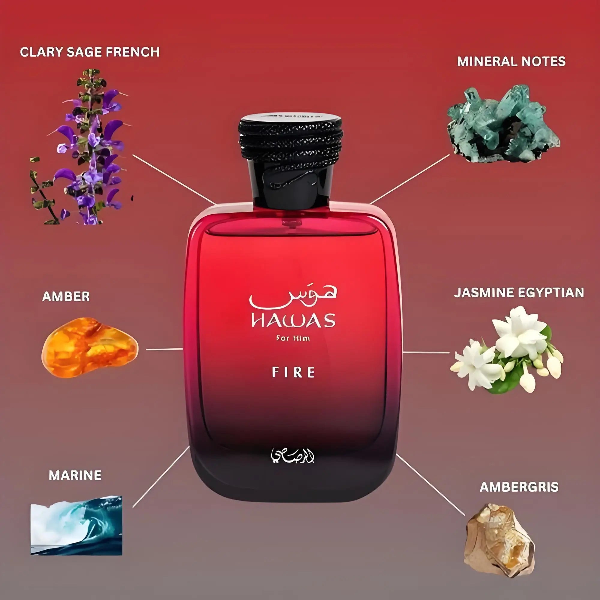 100ML Hawas Fire Eau De Parfum For Men Arabian Woody Long Lasting Fragrance Ideal Gift