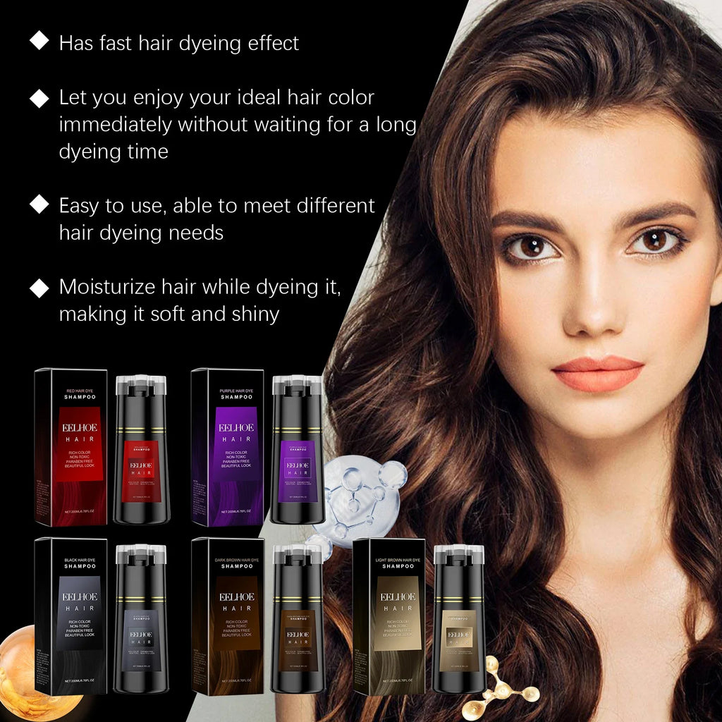 EELHOE Multi Color Hair Dyeing Shampoo Natural Non-irritating Nourish Scalp Easy Coloring Lasting Effect Smoothing Hair Dyeing