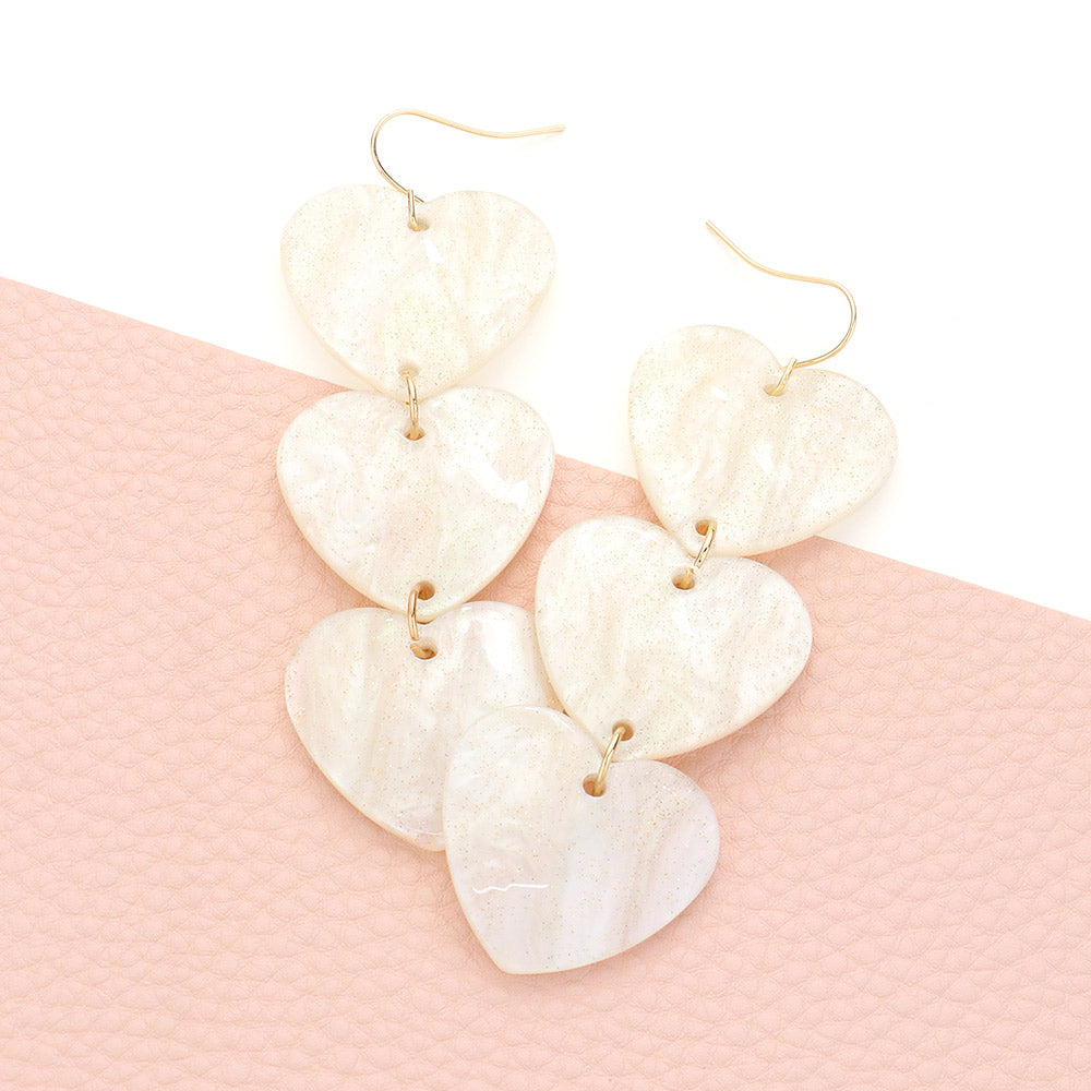 Acetate Heart Link Dropdown Earrings