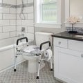 Adjustable Height & Width Raised Toilet Seat Riser with Safety Handles - Heavy-Duty 400 lbs Capacity, Non-Slip Surface, Tool-Free Installation, Sturdy Plastic/Metal Frame - Elderly