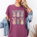Adorable Floral Bunnies Easter Jesus Rabbit Holiday Theme Graphic Comfort Colors Tee