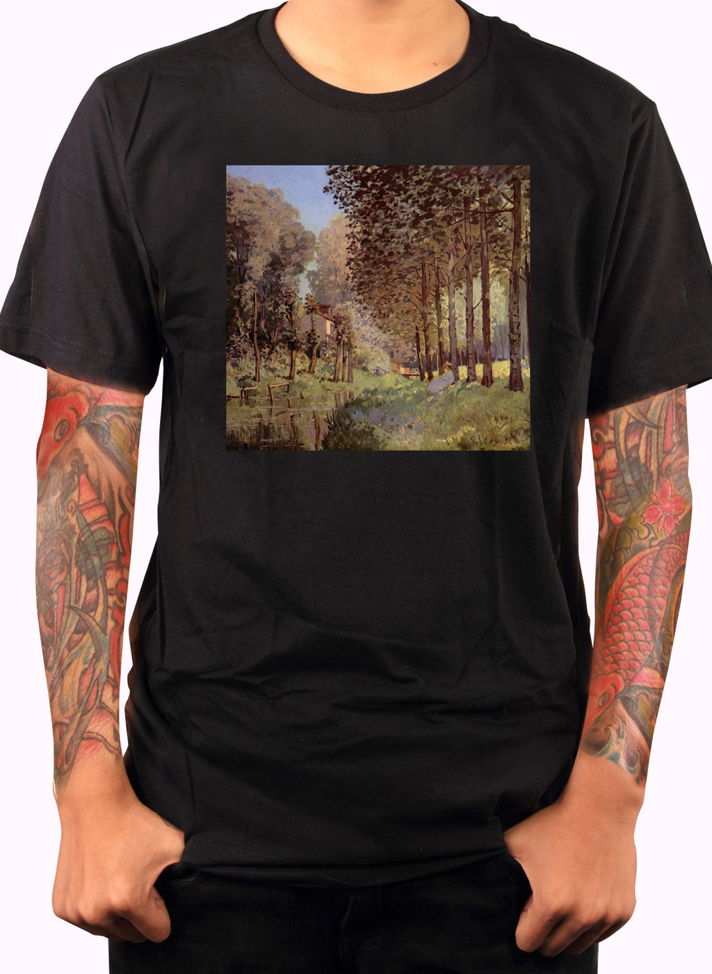Alfred Sisley - Resting by a Stream at the Edge of the Wood T-Shirt