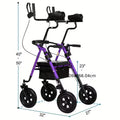 All-Terrain Upright Rollator Walker with 10" Large PU Wheels & Adjustable Padded Armrests - Heavy-Duty Aluminum Frame, Non-Slip Traction, Sturdy Brakes