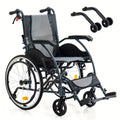 Aluminum Lightweigh Wheelchair for Adults, Only 25 lbs, with Anti-Tipping Device, High Strength Bracket, PU Wear-Resistant Shock-Absorbing Tires, Breathable Cushion