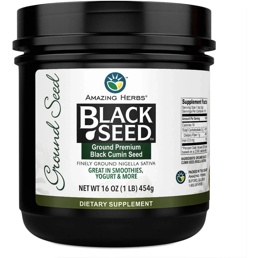 Amazing Herbs Black Seed Ground Seed, 16 Oz (Pack of 2)