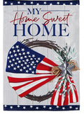 American Flag Wreath Garden Flag 2 Sided Patriotic