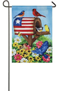 Americana Mailbox With Birds Garden Flag 2 Sided