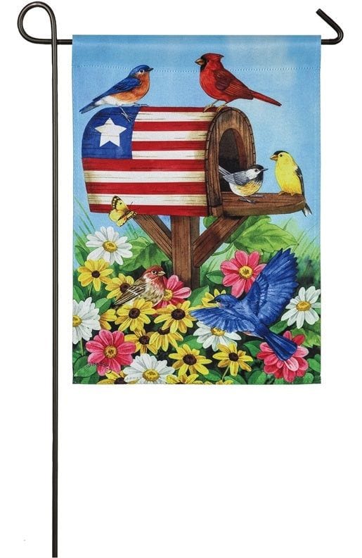 Americana Mailbox With Birds Garden Flag 2 Sided