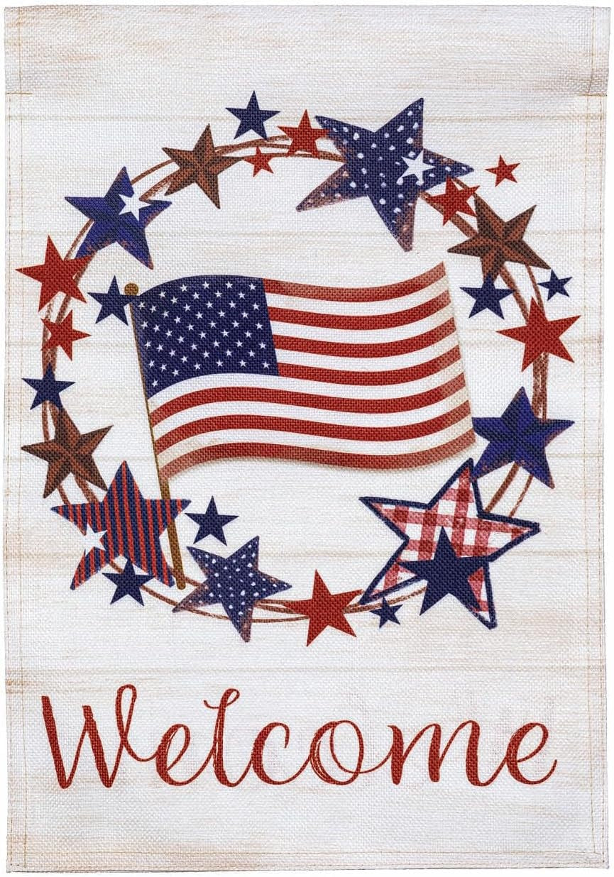 Americana Star Wreath 2 Sided Garden Flag