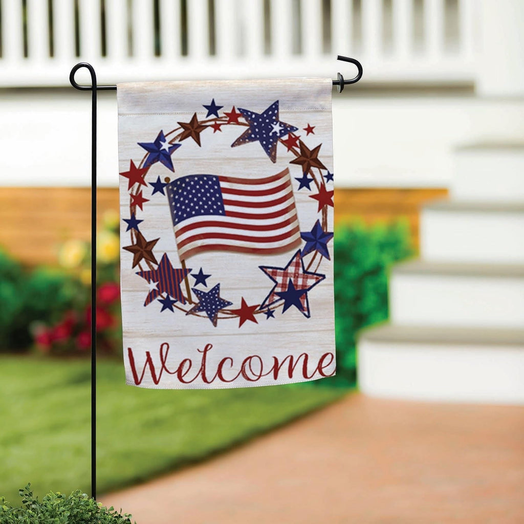 Americana Star Wreath 2 Sided Garden Flag