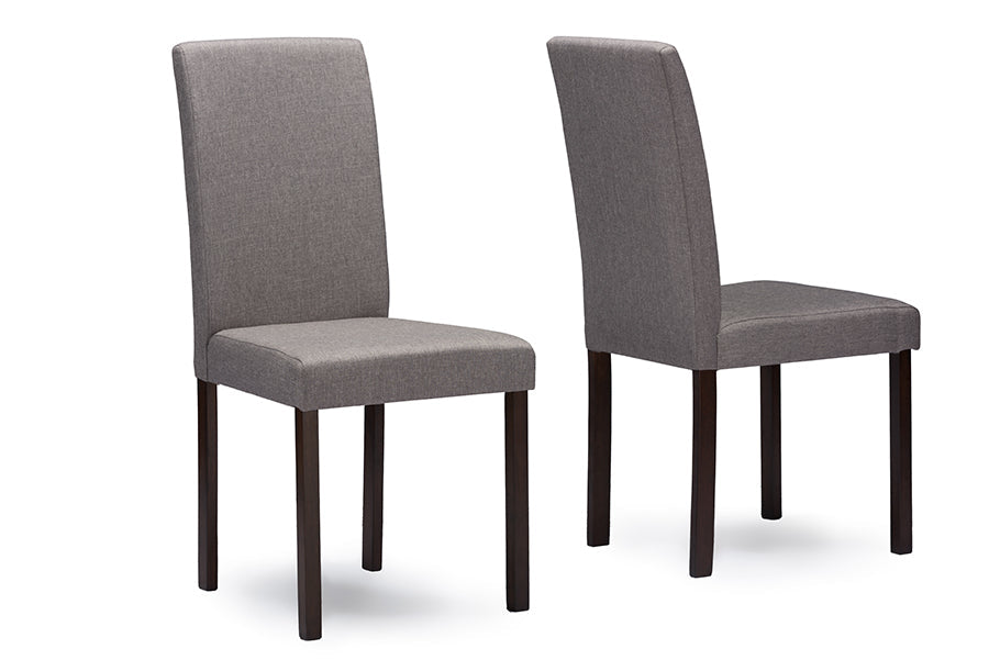 Baxton Studio Andrew Contemporary Espresso Wood Grey Fabric Dining Chair (Set of 4)