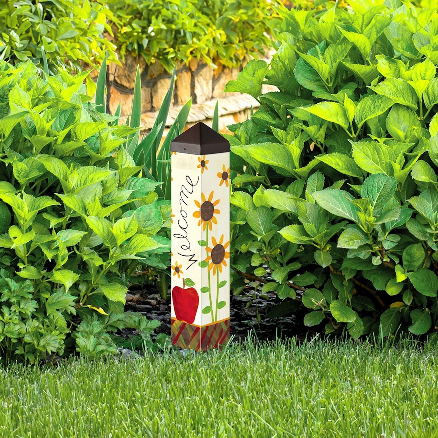 Apples and Sunflowers Art Pole 20 Inches Tall