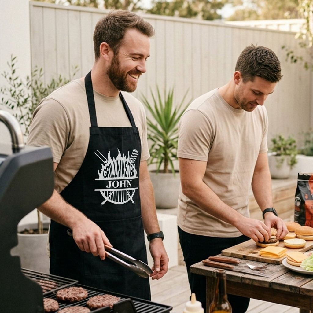 Custom Men's BBQ Grill Apron with Custom Name