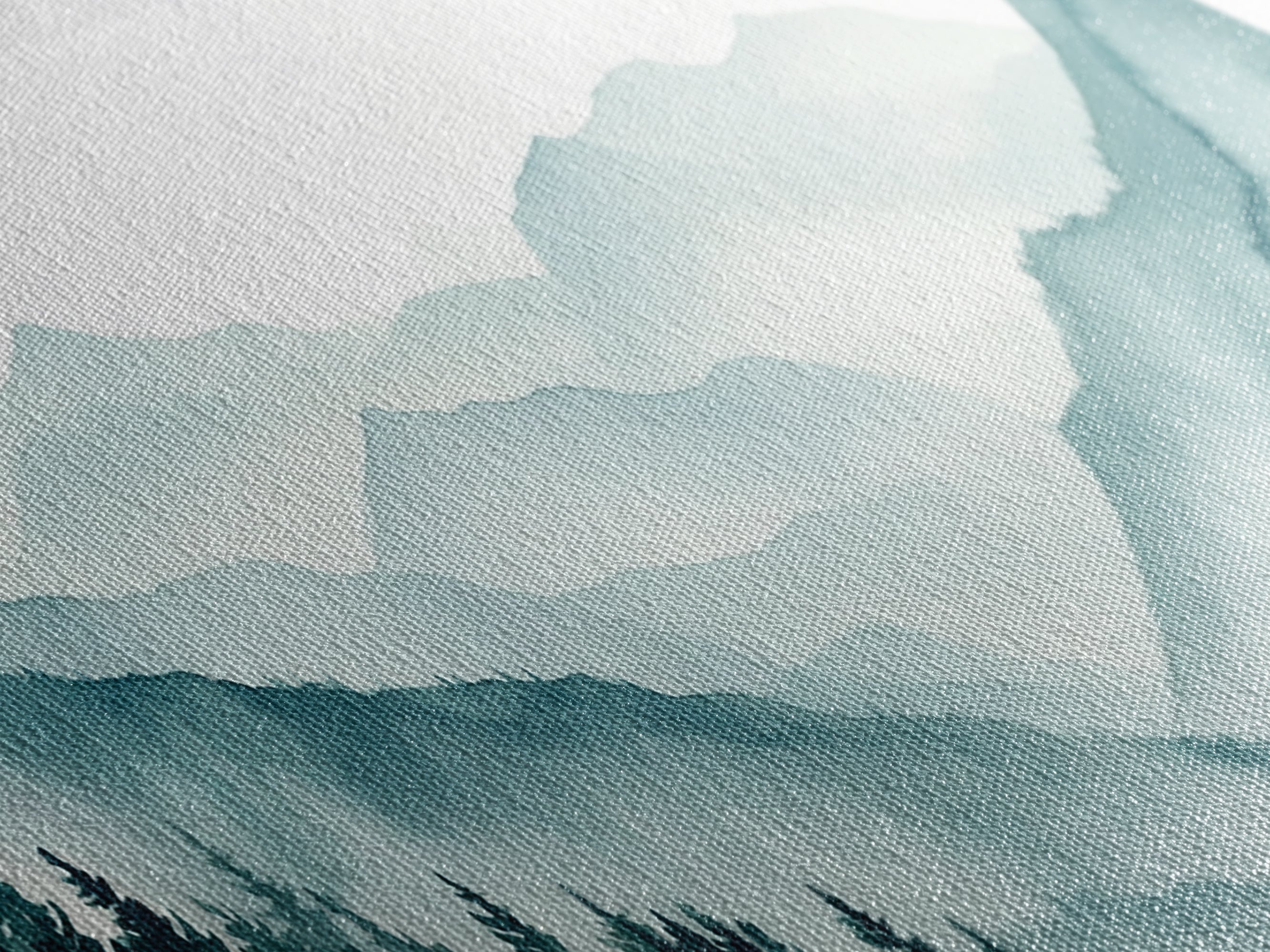 Indigo and Emerald Green Blue Ridge Mountains, Framed Canvas Print, Panoramic Home Decor, Horizontal Art, Mountain Landscape Painting