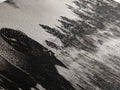 Bison landscape, black and white western painting, rustic decor, extra wide art, smoky mountain art, panoramic painting, framed canvas print