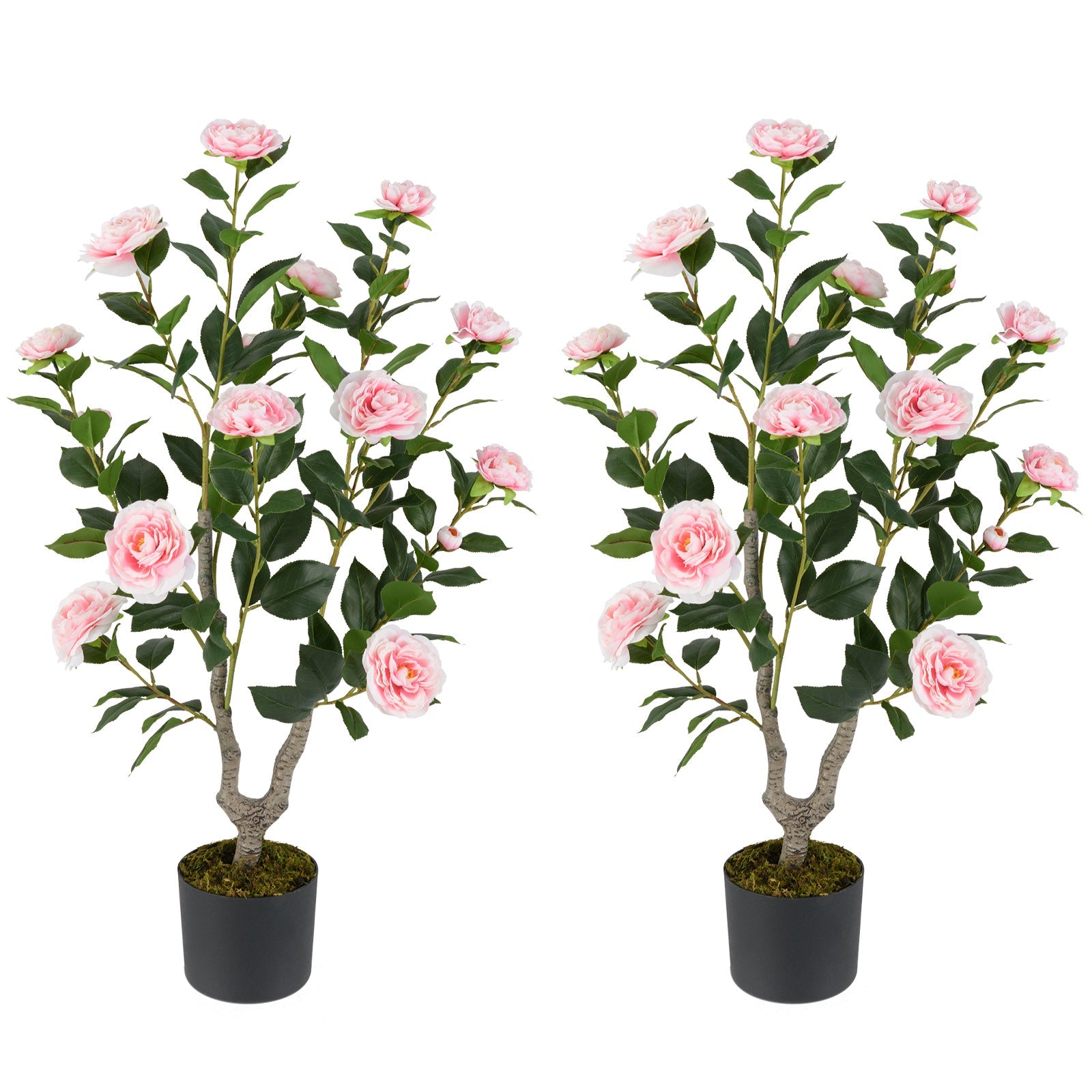 36 Inch Artificial Camellia Tree with Blooming Flower 2 Pack
