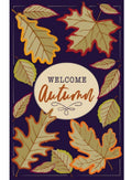 Autumn Burlap Leaves Garden Flag 2 Sided