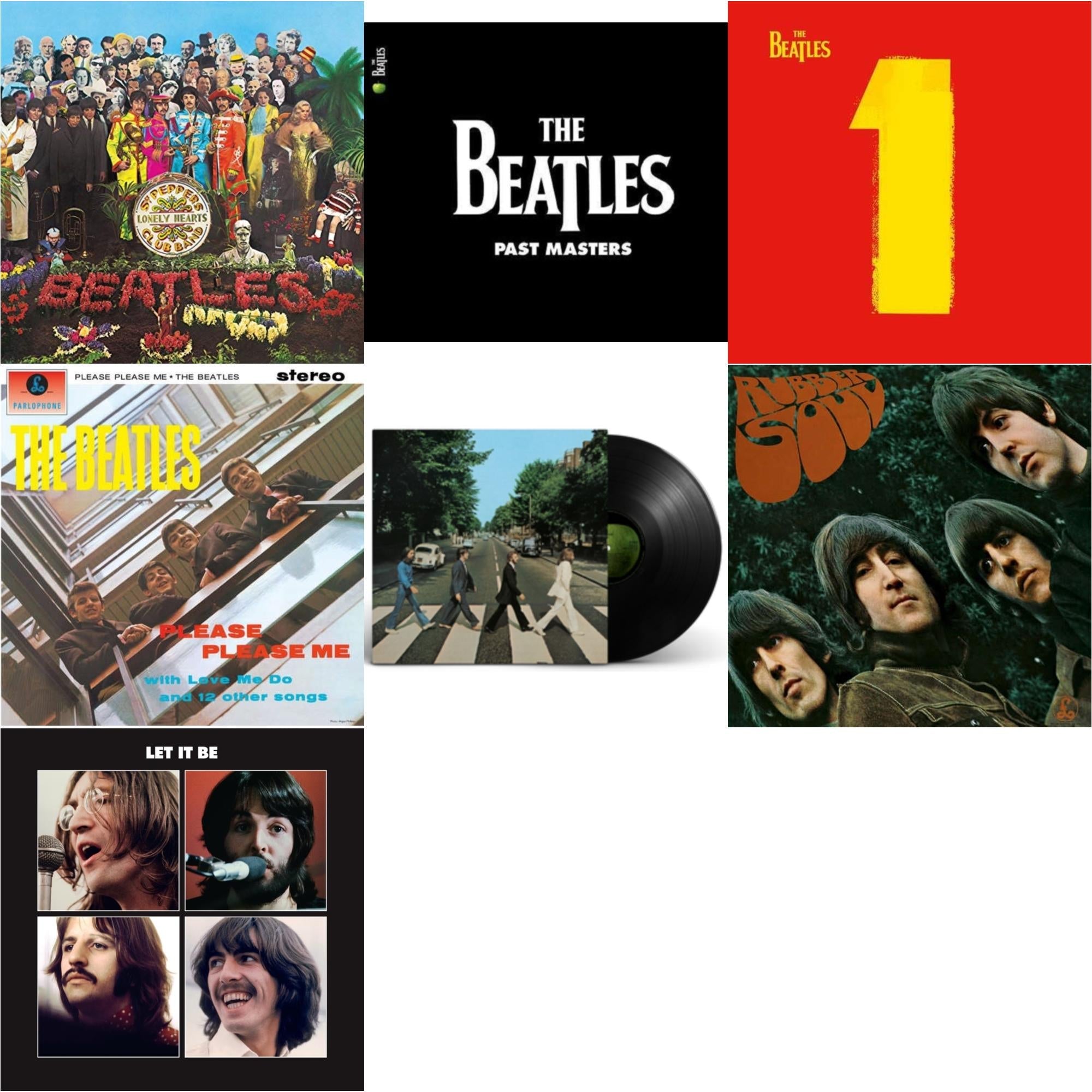 Beatles - Please Please Me & Rubber Soul & Past Masters 1 & 2 & Let It Be Special Edition & 1 (2015 Reissue) & Sgt. Pepper's Lonely Hearts Club Band (2017 Stereo Mix/180G/Original Stencils) & Abbey Road Anniversary - LP Vinyl Bundle