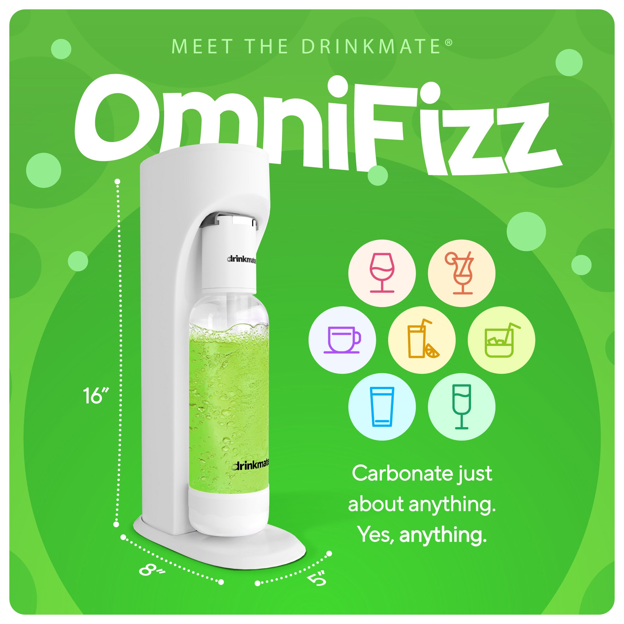 OmniFizz Ultimate Bundle - Sparkling Water and Soda Maker with Three 60L CO2 Cylinders and 0.5L Bottle