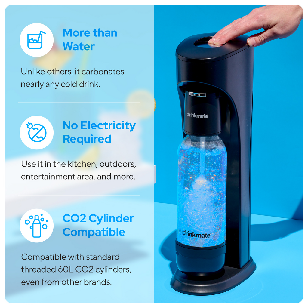 OmniFizz Premium Kit - Sparkling Water and Soda Maker with Four 60L CO2 Cylinders
