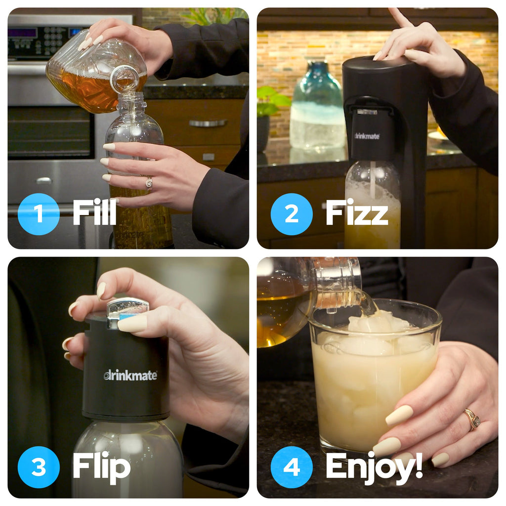 OmniFizz Premium Kit - Sparkling Water and Soda Maker with Four 60L CO2 Cylinders