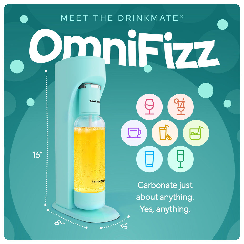 OmniFizz Premium Kit - Sparkling Water and Soda Maker with Four 60L CO2 Cylinders