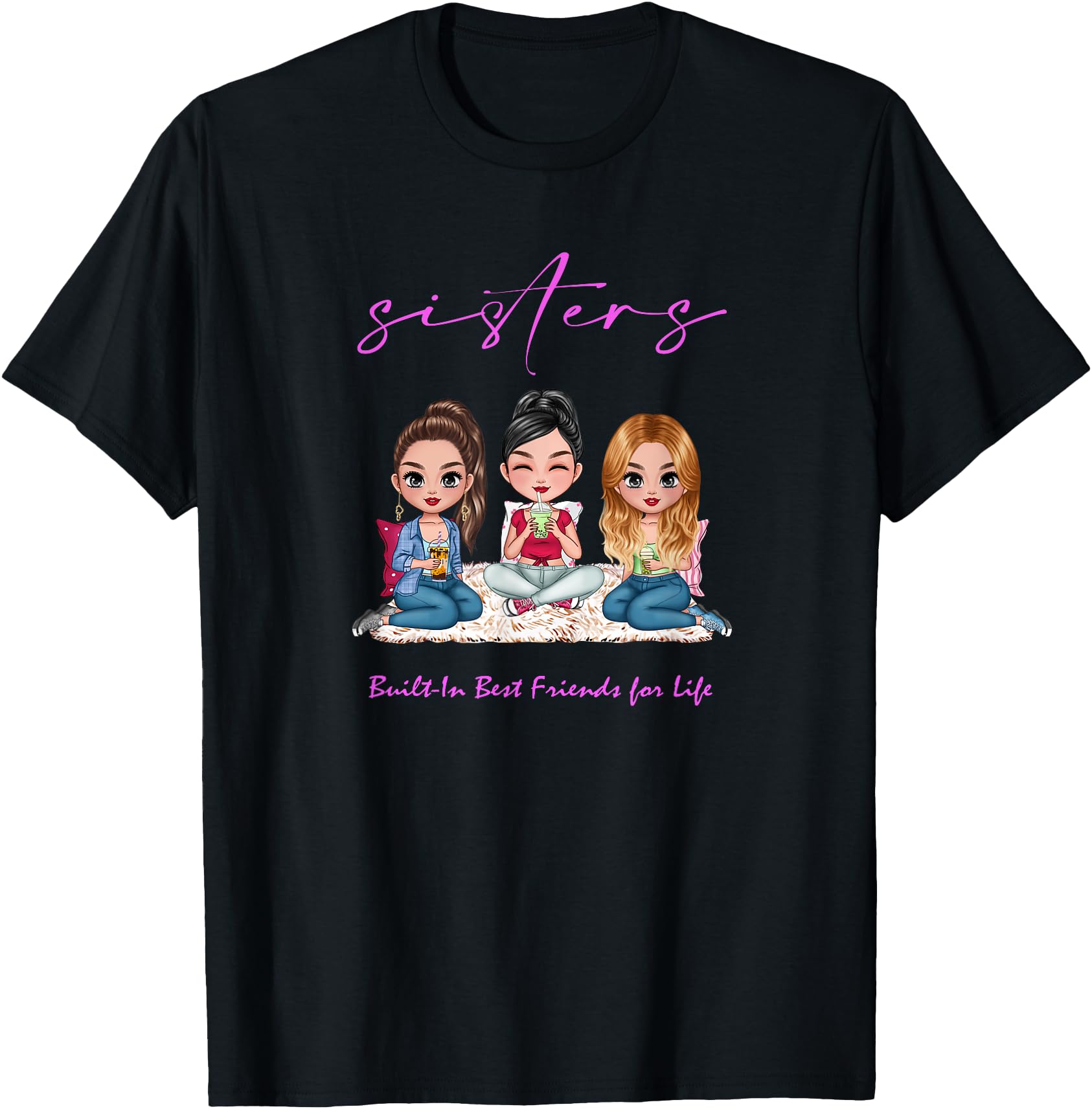 Authentic 3 Sisters Besties Gifts Sweatshirt - Novelty Apparel Men Women