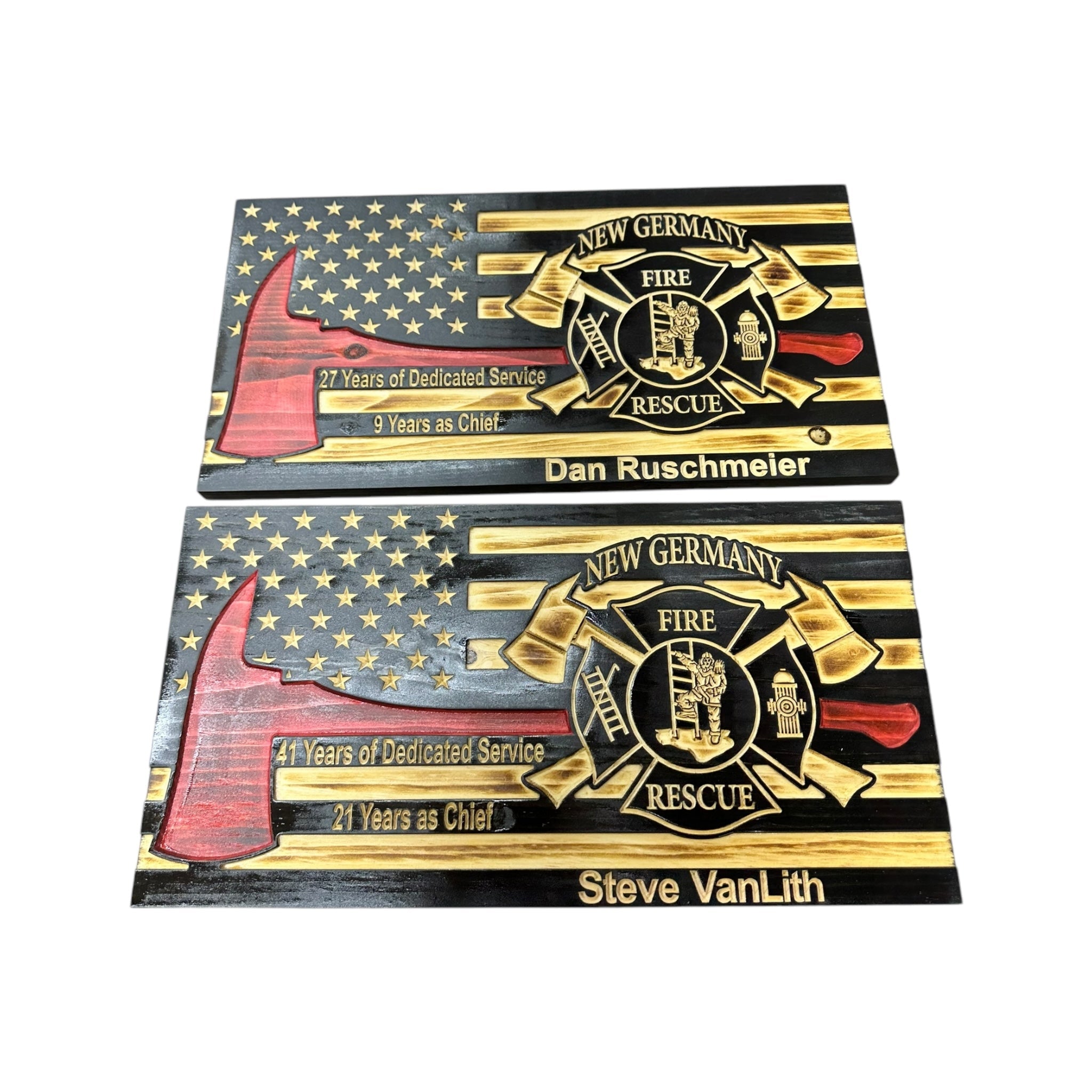 Custom Thin Red Line Firefighter Flag with Axe and Badge