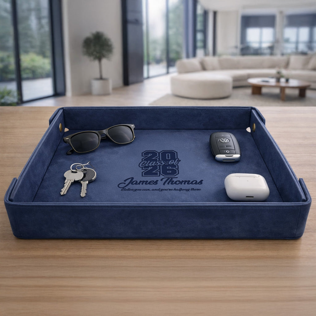 Personalized Graduation Valet Tray – Engraved Leather