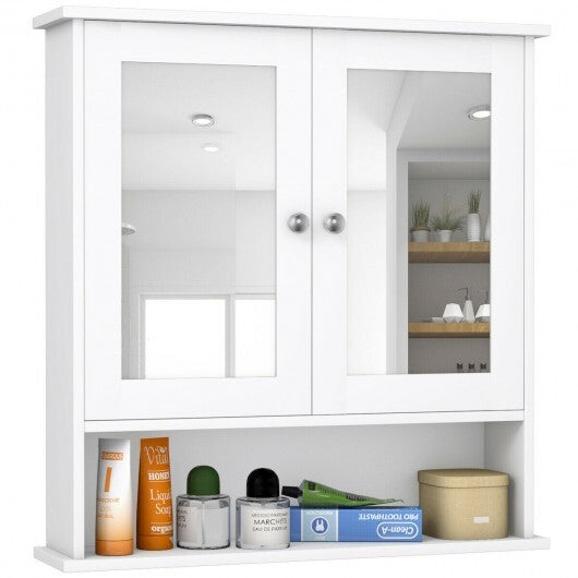 Bathroom Wall Mount Mirror Cabinet Organizer-Gray