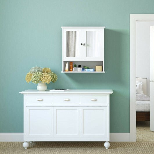 Bathroom Wall Mount Mirror Cabinet Organizer-Gray