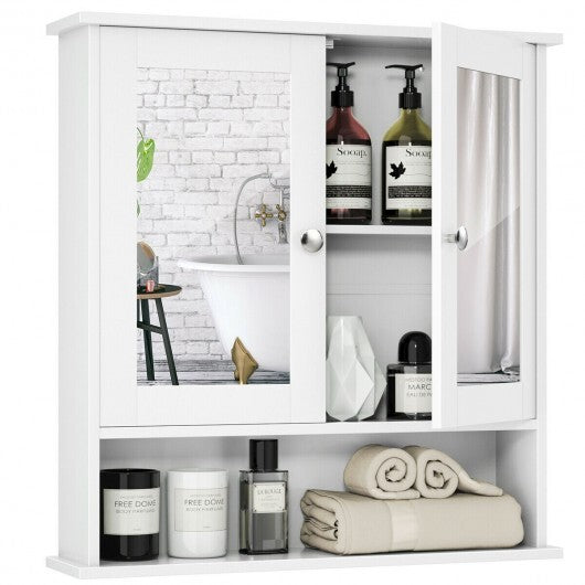 Bathroom Wall Mount Mirror Cabinet Organizer-Gray
