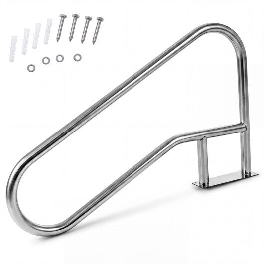 50 x 30 Inch Pool Handrail with Mount Base Plate for Water Parks-Silver
