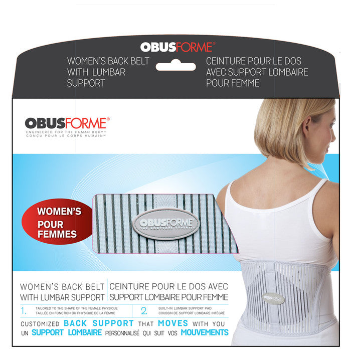 ObusForme Women's Back Support Belt - Light Gray, Large/X-Large - Posture & Lower Back Pain Relief