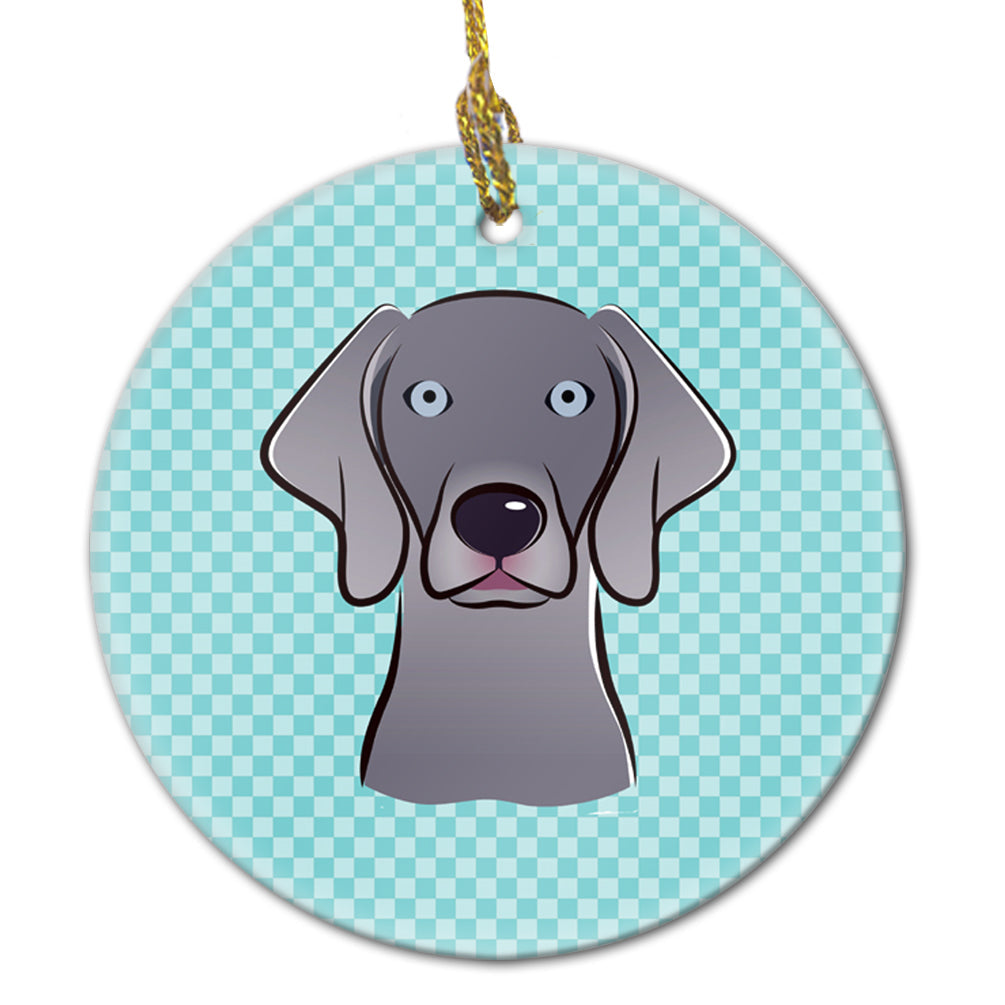 Checkerboard Blue Weimaraner Ceramic Ornament Christmas Tree Hanging Decorations for Home Christmas Holiday, Party, Gift, 3 in, Multicolor