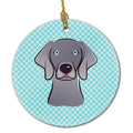 Checkerboard Blue Weimaraner Ceramic Ornament Christmas Tree Hanging Decorations for Home Christmas Holiday, Party, Gift, 3 in, Multicolor
