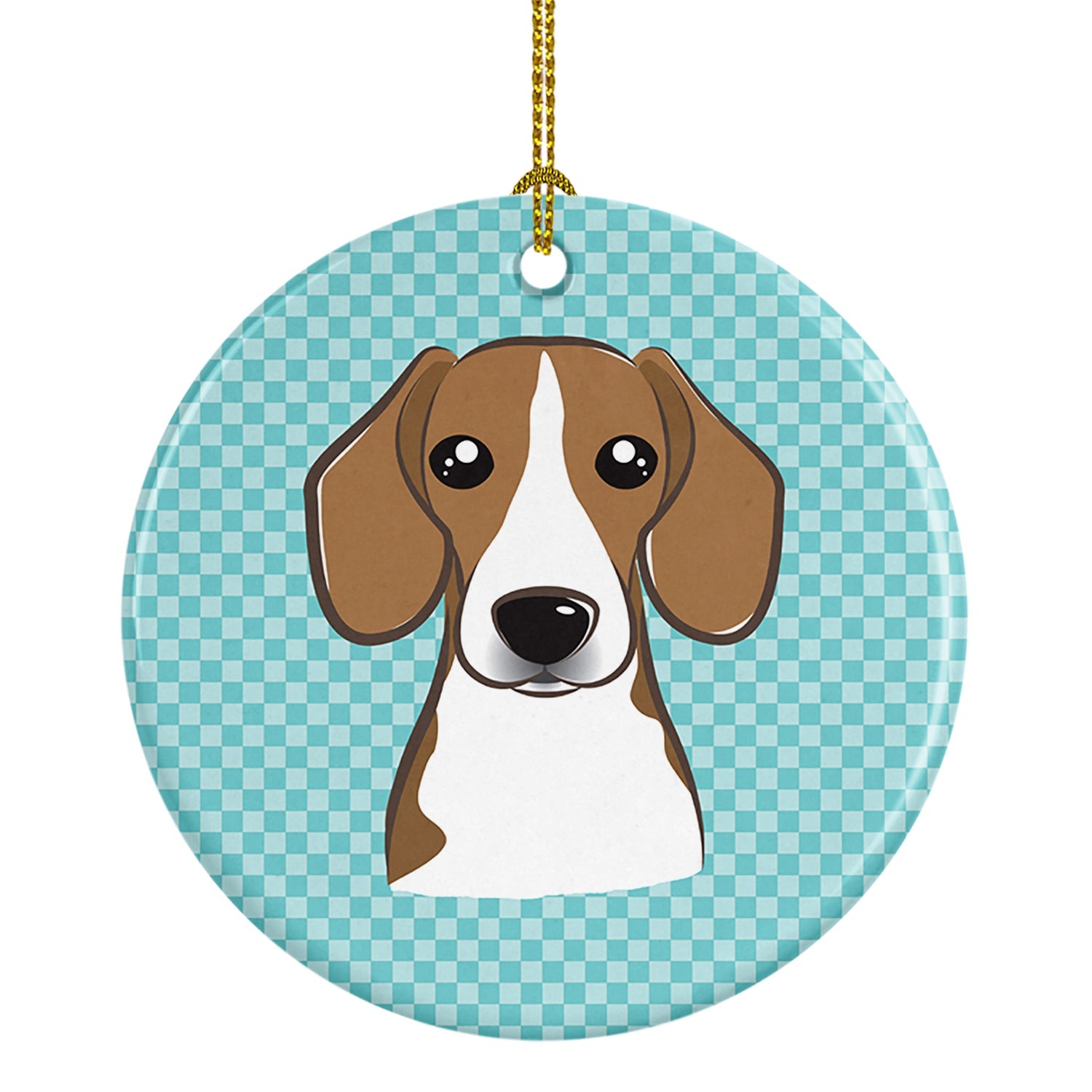 Checkerboard Blue Beagle Ceramic Ornament Christmas Tree Hanging Decorations for Home Christmas Holiday, Party, Gift, 3 in, Multicolor