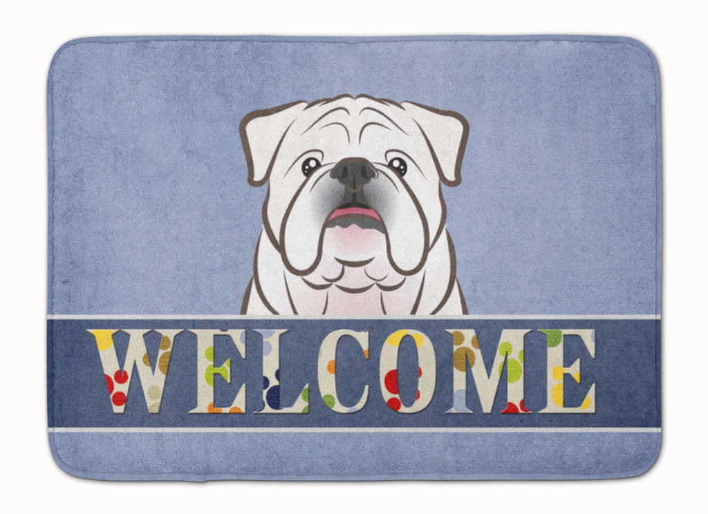 White English Bulldog Welcome Memory Foam Kitchen Mat Machine Washable Anti-Fatigue Cushion Comfort Bath or Kitchen Rug