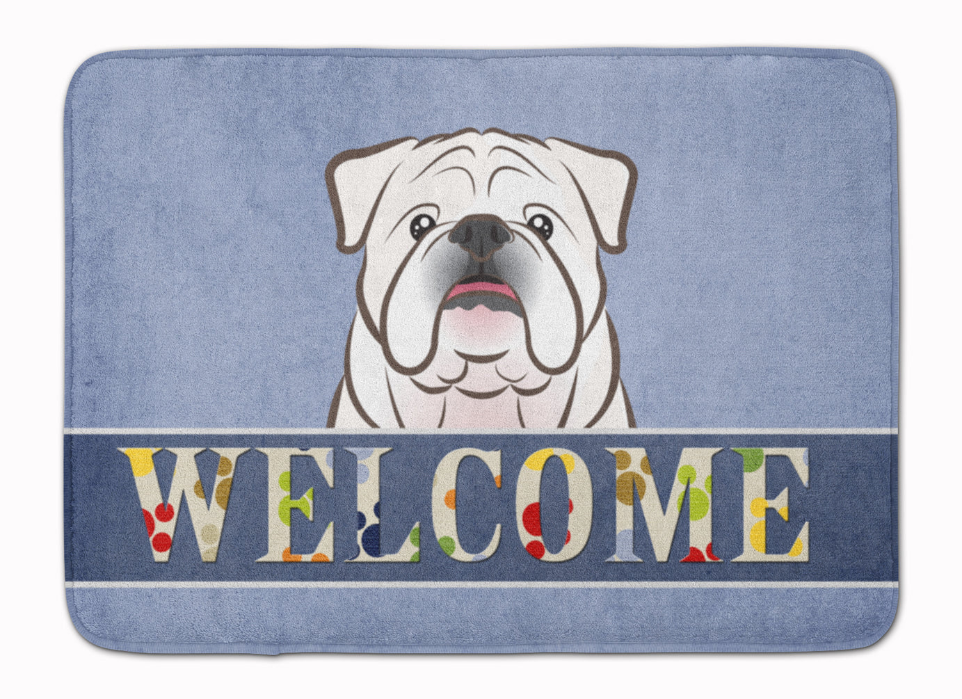 White English Bulldog Welcome Memory Foam Kitchen Mat Machine Washable Anti-Fatigue Cushion Comfort Bath or Kitchen Rug