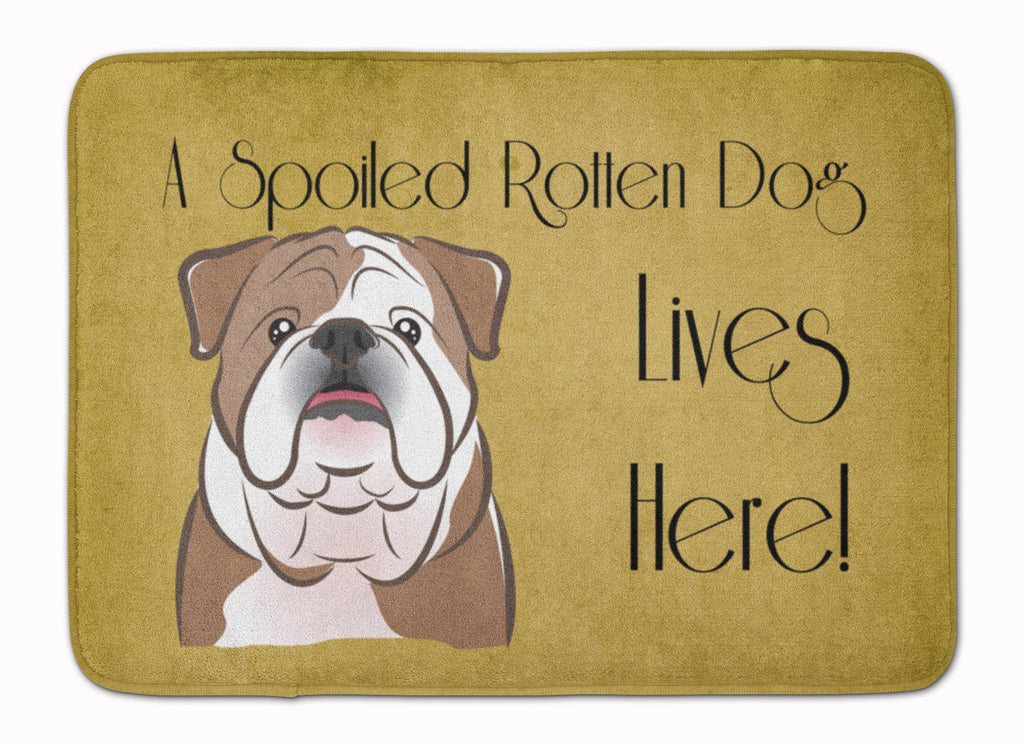English Bulldog Spoiled Dog Lives Here Memory Foam Kitchen Mat Machine Washable Anti-Fatigue Cushion Comfort Bath or Kitchen Rug