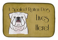 White English Bulldog Spoiled Dog Lives Here Dish Drying Mat Absorbent Dish Drying Mat Pad for Kitchen Counter Dish Drainer Mat for Countertop, 14 x 21", Multicolor