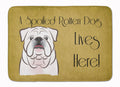 White English Bulldog Spoiled Dog Lives Here Memory Foam Kitchen Mat Machine Washable Anti-Fatigue Cushion Comfort Bath or Kitchen Rug
