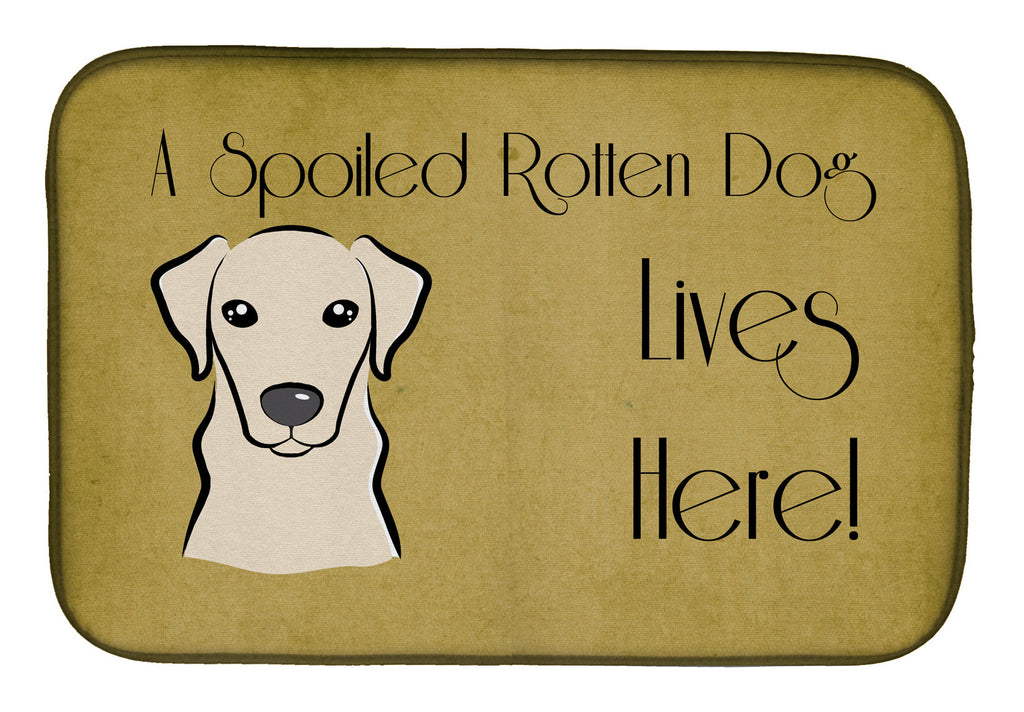 Yellow Labrador Spoiled Dog Lives Here Dish Drying Mat Absorbent Dish Drying Mat Pad for Kitchen Counter Dish Drainer Mat for Countertop, 14 x 21", Multicolor