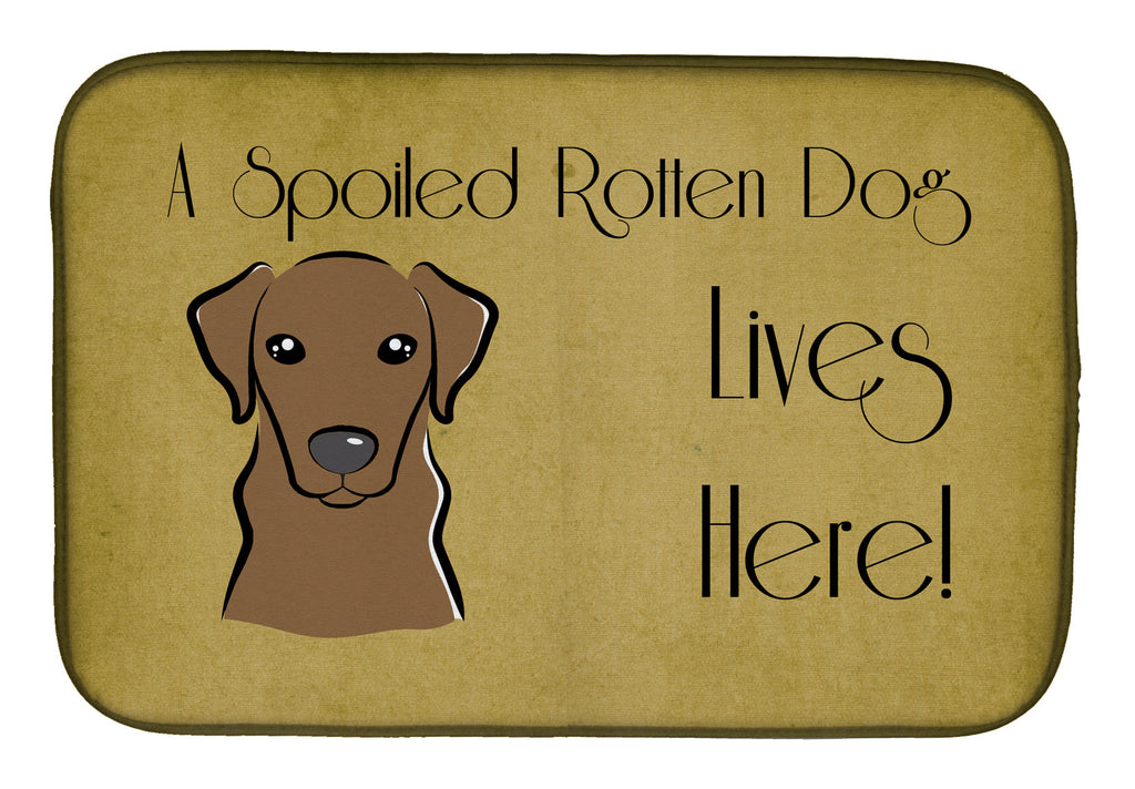 Chocolate Labrador Spoiled Dog Lives Here Dish Drying Mat Absorbent Dish Drying Mat Pad for Kitchen Counter Dish Drainer Mat for Countertop, 14 x 21", Multicolor