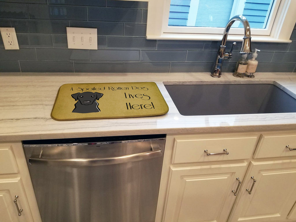 Black Labrador Spoiled Dog Lives Here Dish Drying Mat Absorbent Dish Drying Mat Pad for Kitchen Counter Dish Drainer Mat for Countertop, 14 x 21", Multicolor